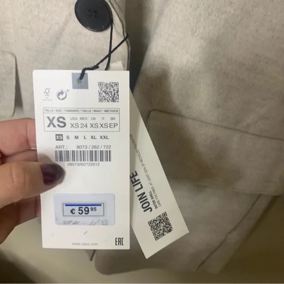 ZARA Soft Single Breasted Blazer Jacket Mink Marl NWT Size XS - Picture 3 of 4